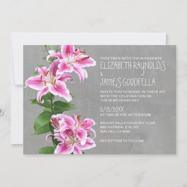 Invitaciones de la boda del lirio del Stargazer (Anverso)