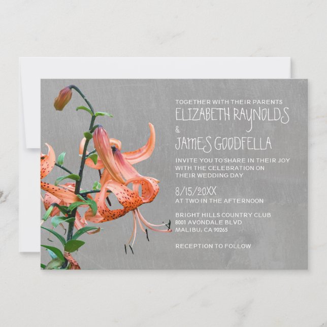 Invitaciones de la boda del lirio tigrado (Anverso)