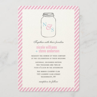 Invitaciones de la boda del monograma del tarro de
