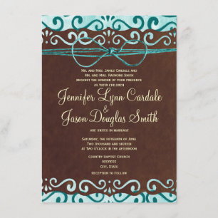 Invitaciones de la boda del país de la turquesa y