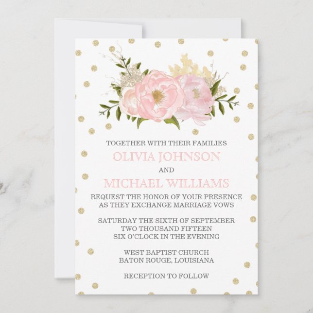 Invitaciones de la boda del Peony del purpurina (Anverso)