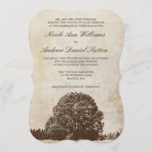 Invitaciones de la boda del roble de Brown del