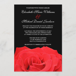 Invitaciones de la boda del rosa rojo y del negro