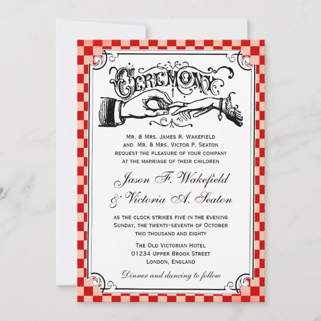 Invitaciones de la boda del tablero de damas de (Anverso)