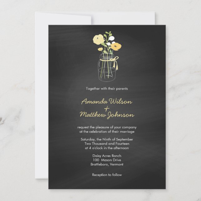 Invitaciones de la boda del tarro de albañil de la (Anverso)
