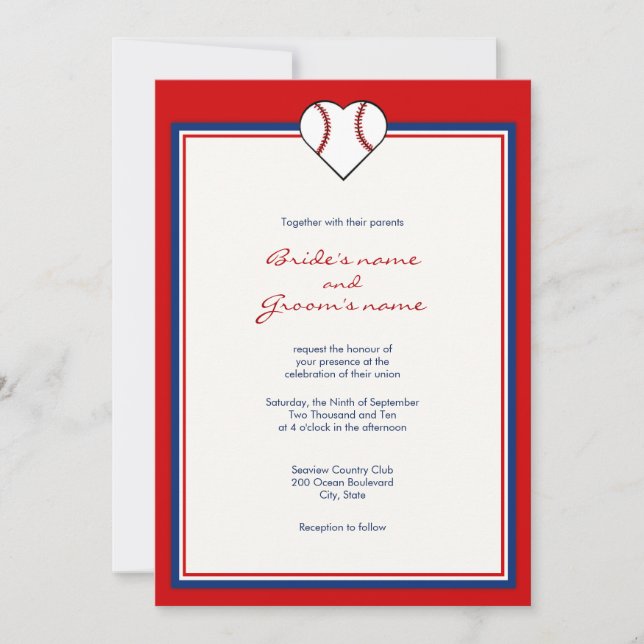 Invitaciones de la boda del tema del béisbol (Anverso)