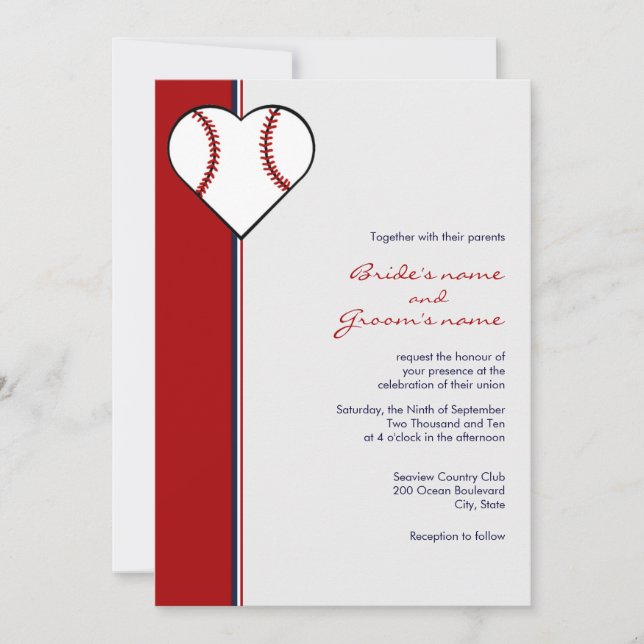 Invitaciones de la boda del tema del béisbol (Anverso)