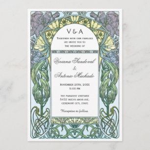 Invitaciones de la boda del vintage de Nouveau del