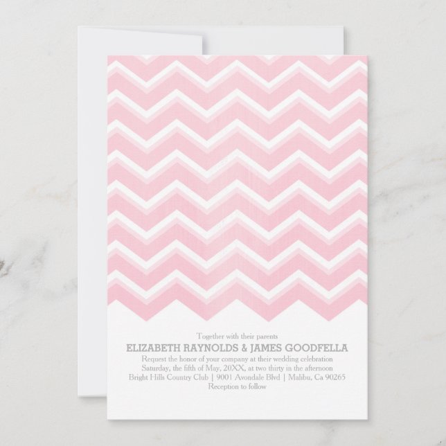 Invitaciones de la boda del zigzag de Chevron (Anverso)
