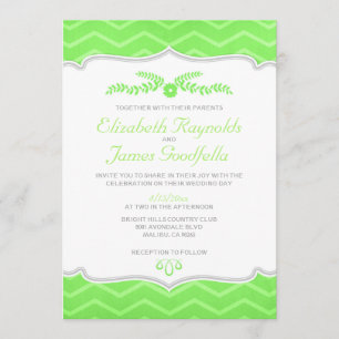 Invitaciones de la boda del zigzag de la verde