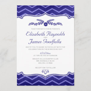 Invitaciones de la boda del zigzag de los azules