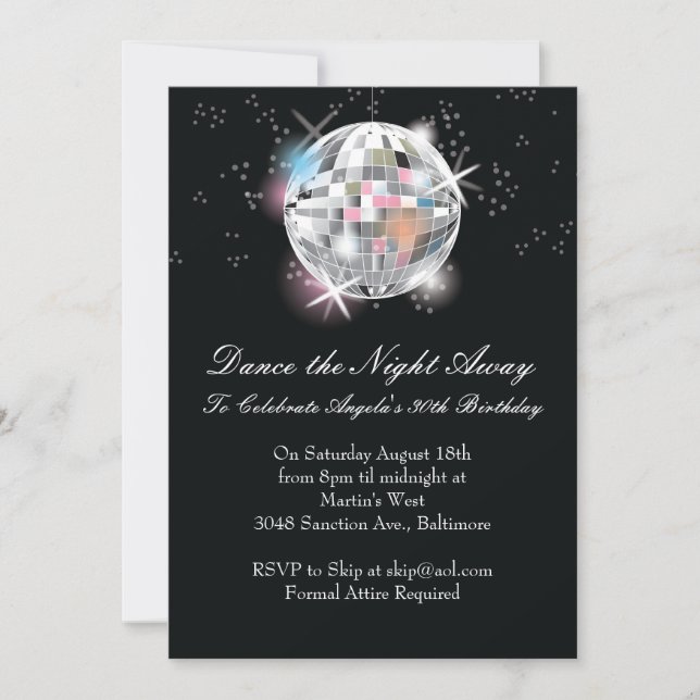 Invitaciones de la bola de discoteca (Anverso)
