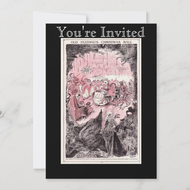 Invitaciones de la bola del navidad de Fezziwig (Anverso)