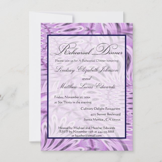 Invitaciones de la cena del ensayo (Anverso)