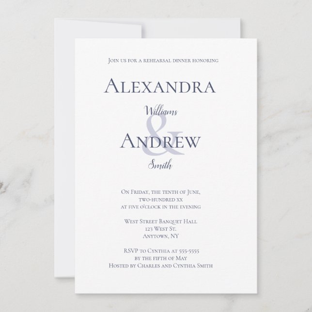 Invitaciones de la cena del ensayo de la (Anverso)