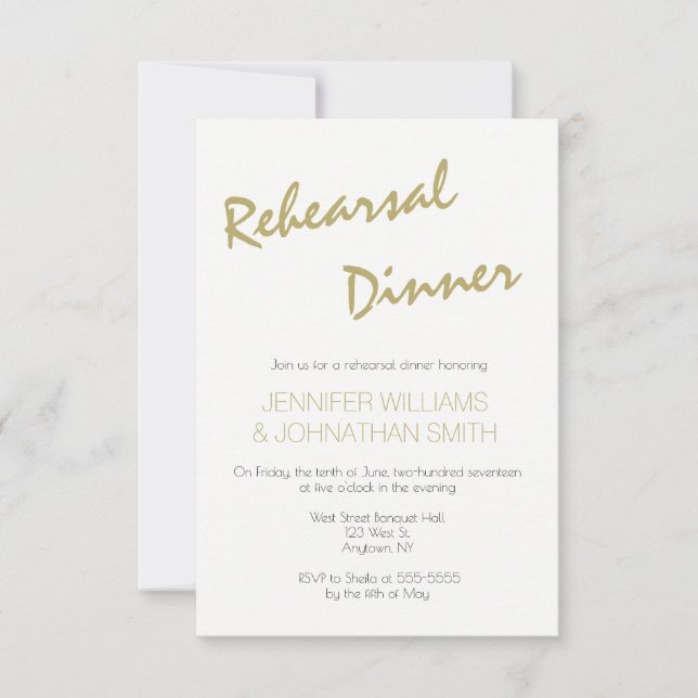 Invitaciones de la cena del ensayo de la (Anverso)