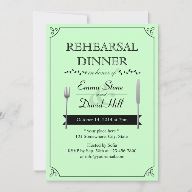 Invitaciones de la cena del ensayo de la boda de (Anverso)