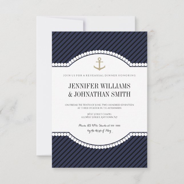 Invitaciones de la cena del ensayo de la marina de (Anverso)