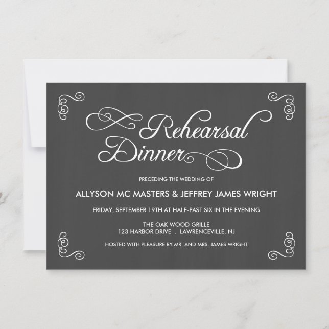Invitaciones de la cena del ensayo de la pizarra (Anverso)