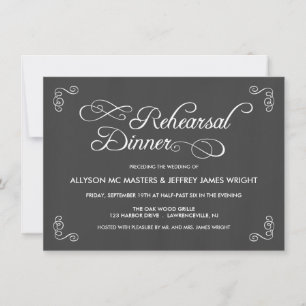 Invitaciones de la cena del ensayo de la pizarra