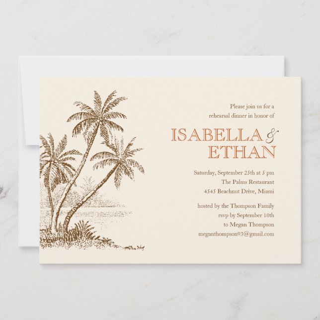 Invitaciones de la cena del ensayo de la playa (Anverso)