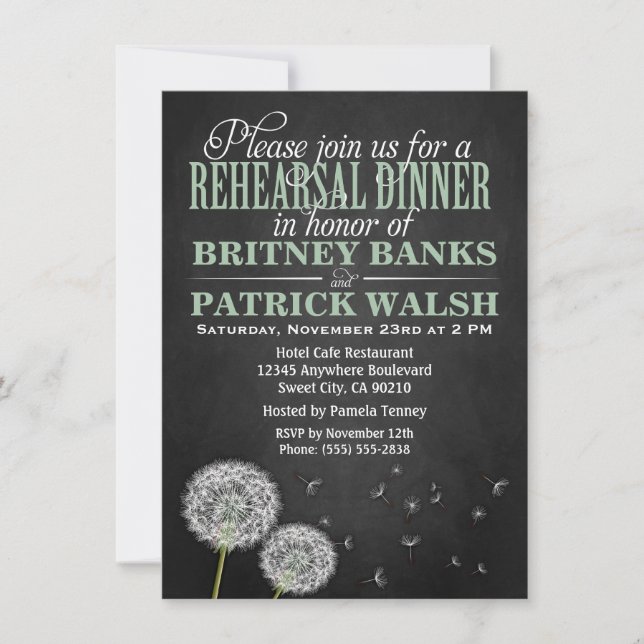 Invitaciones de la cena del ensayo del diente de (Anverso)