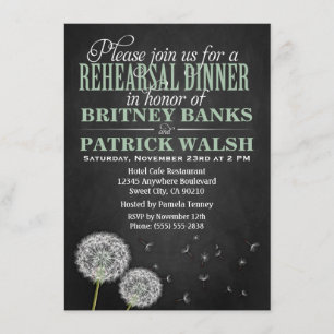 Invitaciones de la cena del ensayo del diente de