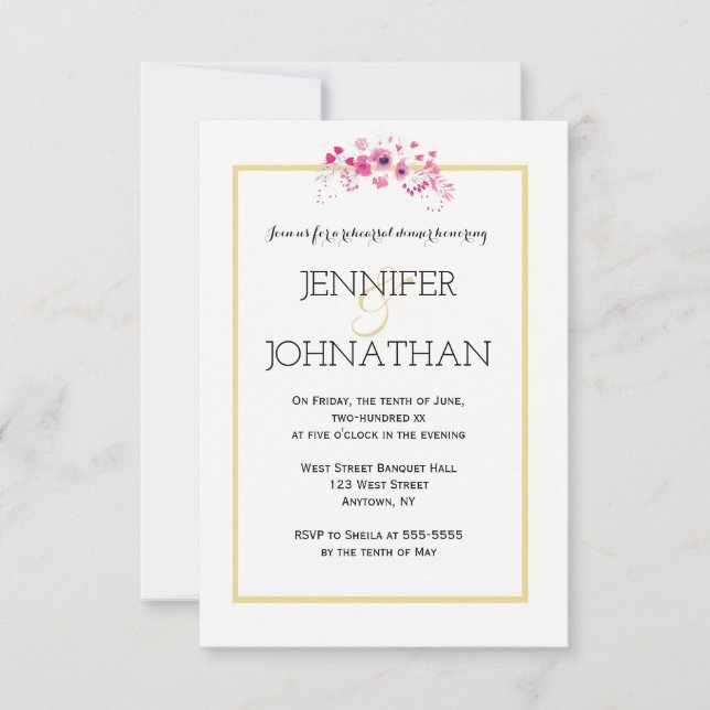 Invitaciones de la cena del ensayo del oro de la (Anverso)