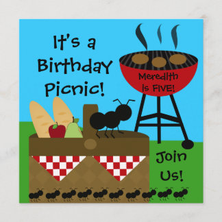 Invitaciones de la comida campestre del cumpleaños
