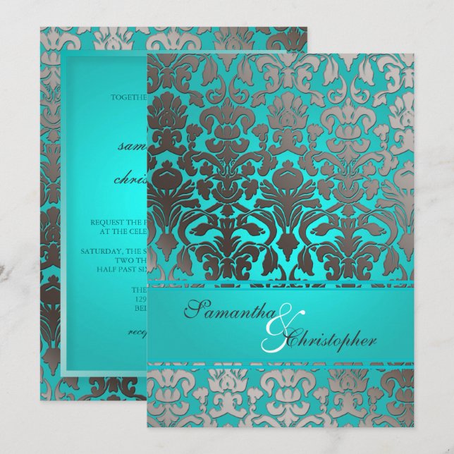 INVITACIONES DE LA DAMASCA PLATINUM FLORA (Anverso / Reverso)