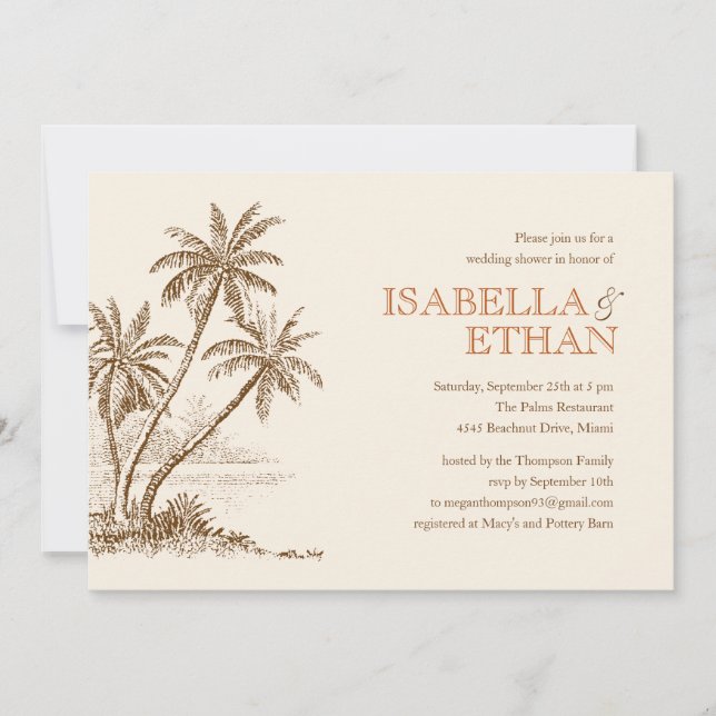Invitaciones de la ducha de la boda de playa (Anverso)
