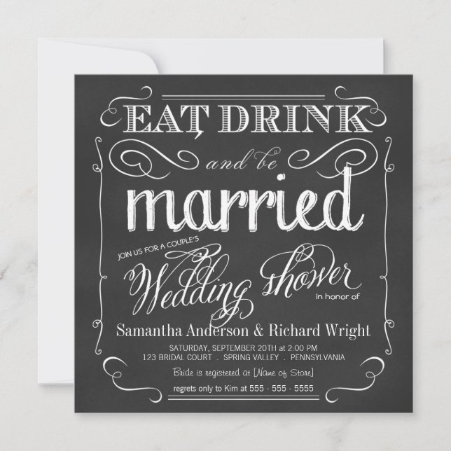 Invitaciones de la ducha de la boda del par (Anverso)