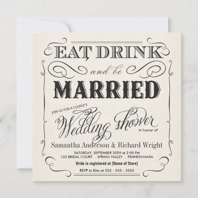 Invitaciones de la ducha de la boda del par (Anverso)