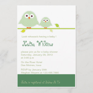 Invitaciones de la ducha del Búho-bebé verde de