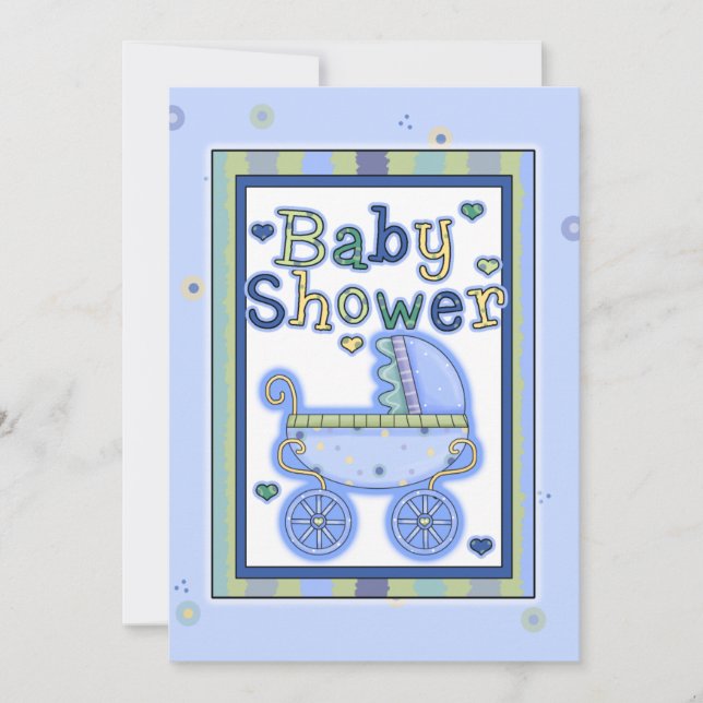 Invitaciones de la ducha del carro del bebé del (Anverso)