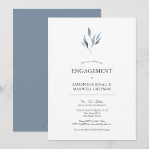 Invitaciones de la Dusty Blue Botanicals Engagemen