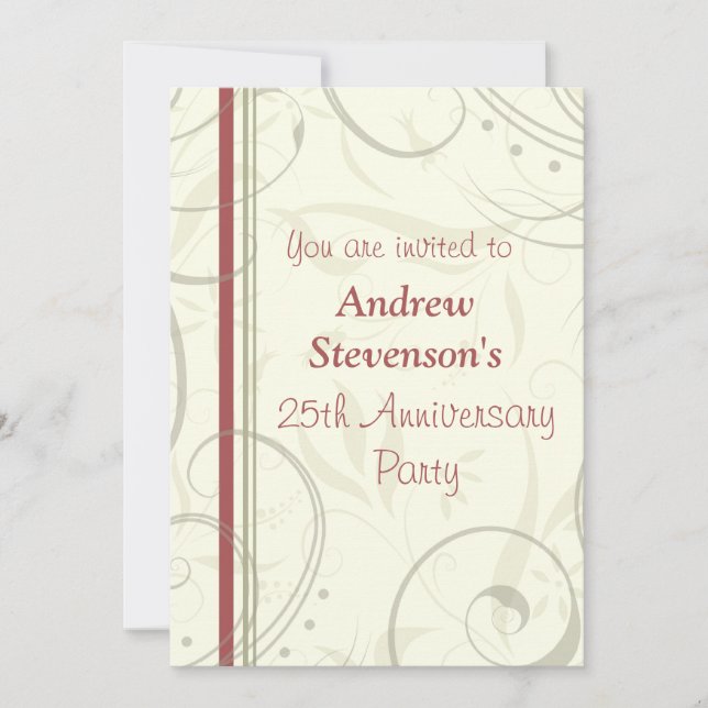 Invitaciones de la fiesta de aniversario de (Anverso)