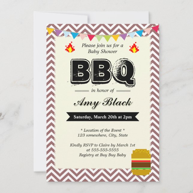 Invitaciones de la fiesta de barbacoa de Chevron S (Anverso)