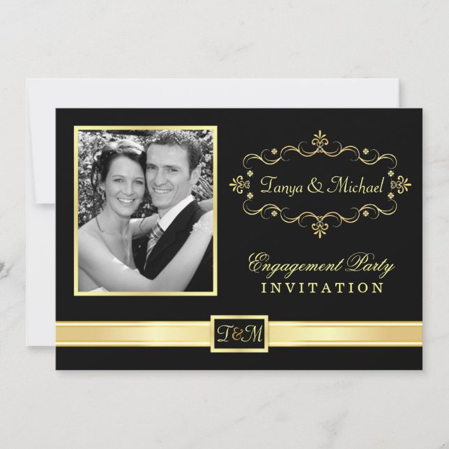 Invitaciones de la fiesta de compromiso con la fot (Anverso)