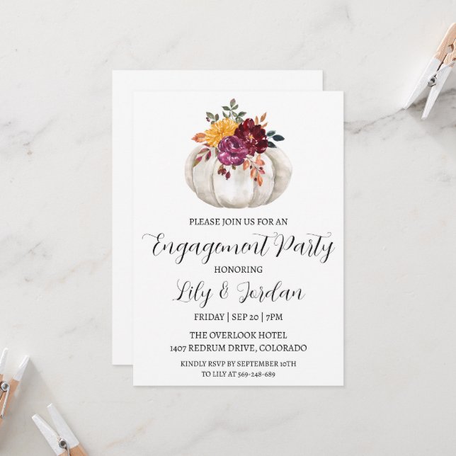 invitaciones de la fiesta de compromiso de caída d (Anverso/Reverso In Situ)