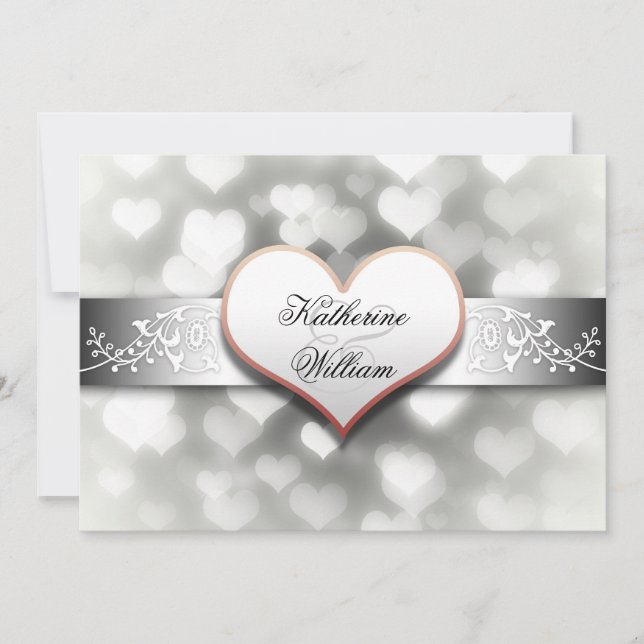 invitaciones de la fiesta de compromiso de corazón (Anverso)
