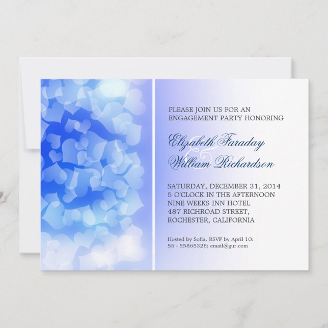 invitaciones de la fiesta de compromiso de corazon (Anverso)