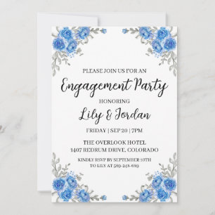 invitaciones de la fiesta de compromiso floral azu