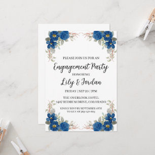invitaciones de la fiesta de compromiso floral azu