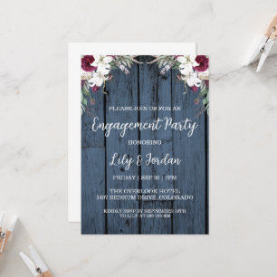 invitaciones de la fiesta de compromiso floral azu