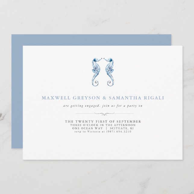 Invitaciones de la fiesta de compromiso Watercolor (Anverso / Reverso)