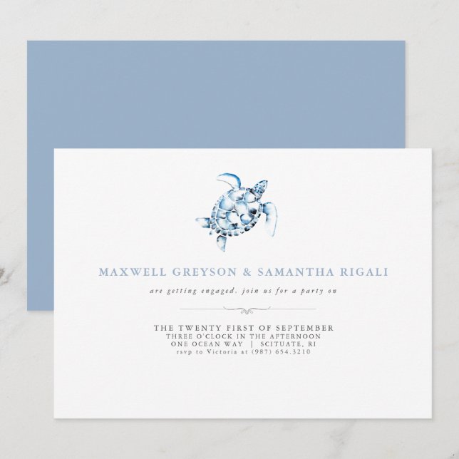 Invitaciones de la fiesta de compromiso Watercolor (Anverso / Reverso)