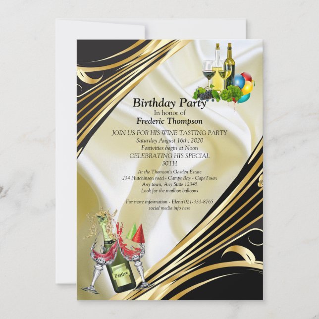 Invitaciones de la fiesta de cumpleaños (Anverso)