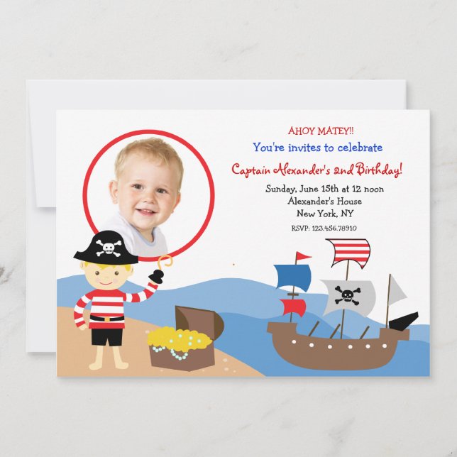 Invitaciones de la fiesta de cumpleaños de capitán (Anverso)