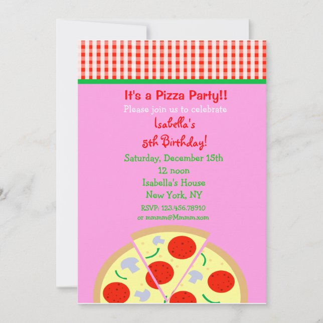 Invitaciones de la fiesta de cumpleaños de la (Anverso)